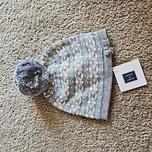 Janie and Jack Gray Knit Pom-Pom Hat